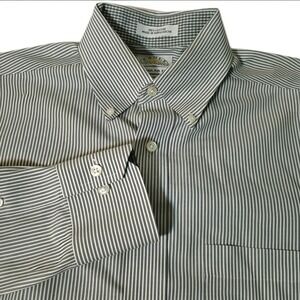 EAGLE SHIRTMAKER GREY Stripe DRESS‎ M BUTTON SHIRT-15.5 32/33 NON IRON EUC